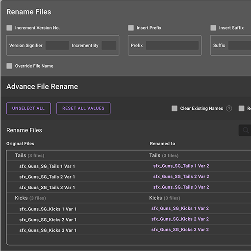 Malleant file rename interface